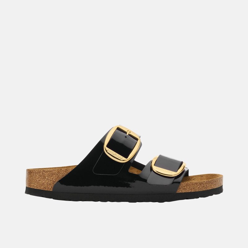 Černo-zlaté regular pantofle Birkenstock Arizona Big Buckle
