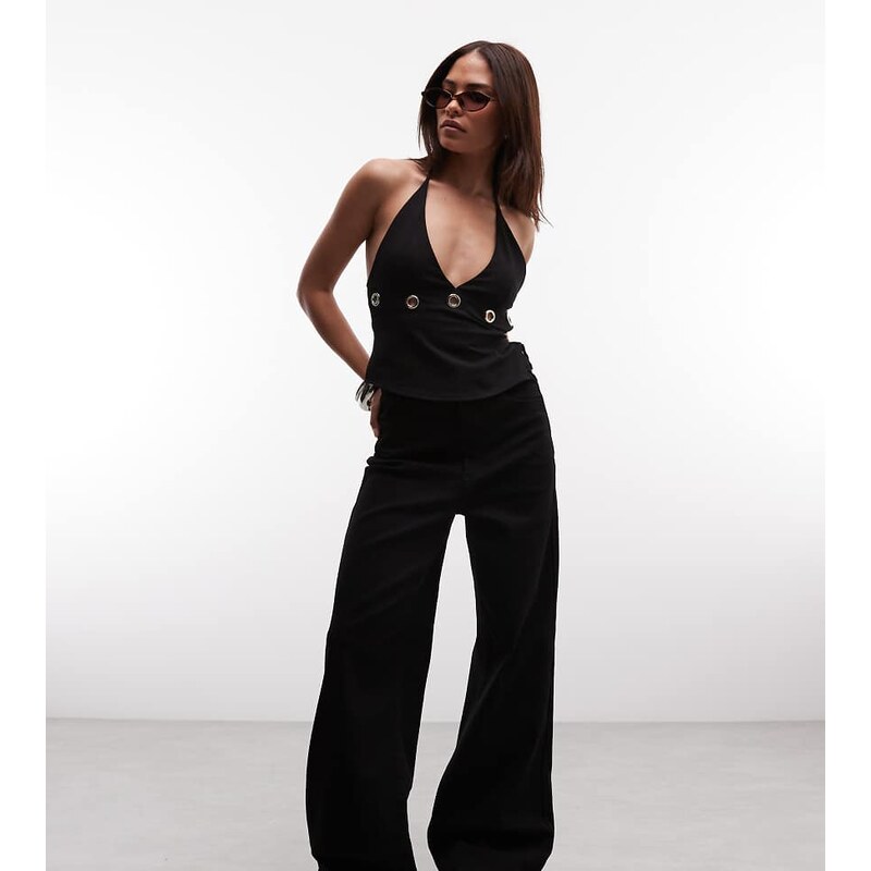 Abrand Jeans Abrand Petite 94 Nellie high waist wide leg jean in black 115165628