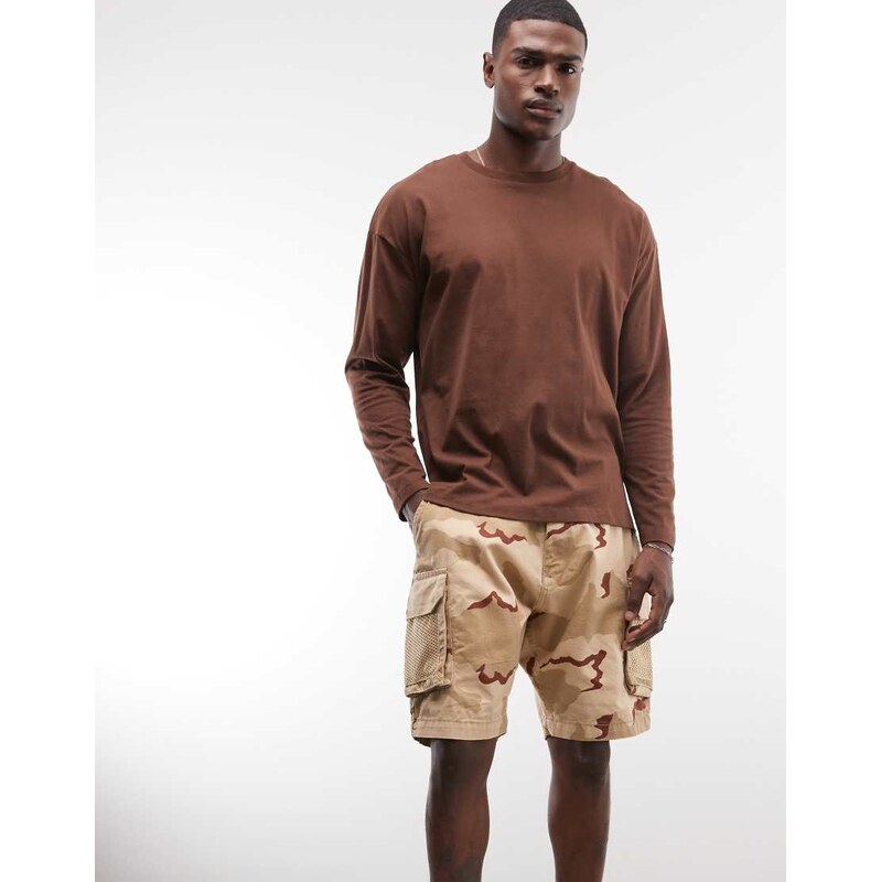 Alpha Industries Alpha mesh utility short in camo print-Neutral 115165598