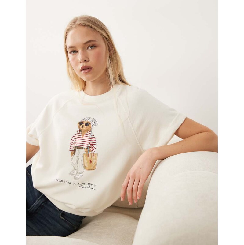 Polo Ralph Lauren bear chest knit sweatshirt in white