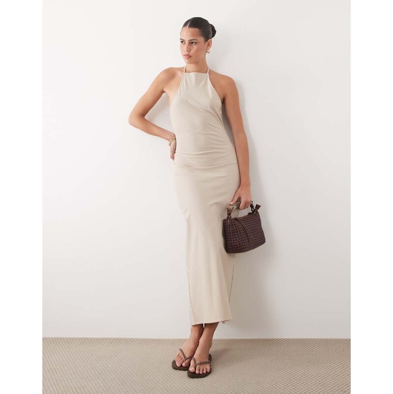 ASOS DESIGN maxi shift dress in neutral