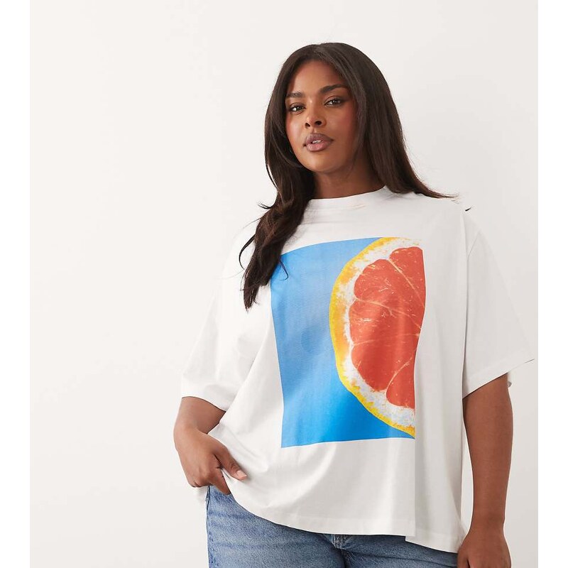 ASOS Curve ASOS DESIGN Curve Oversized T-shirt with grapefruit