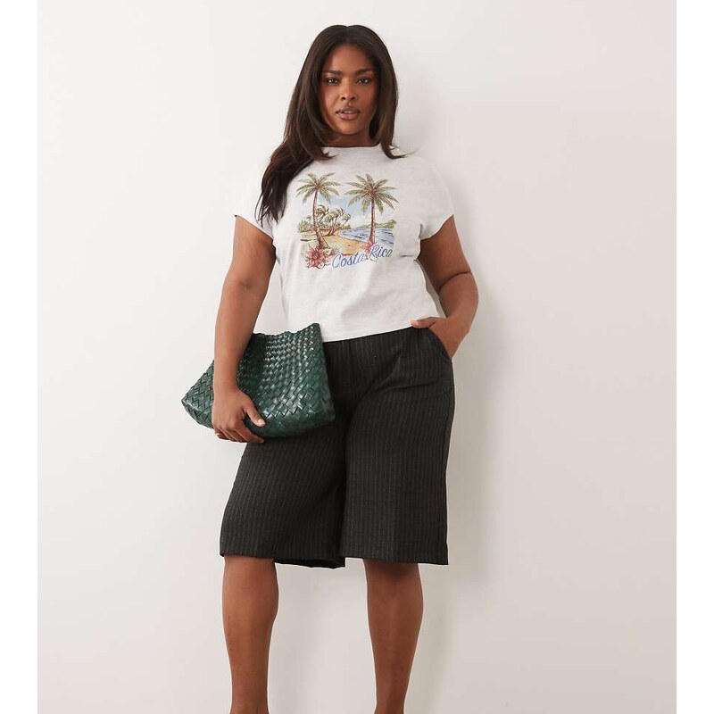 ASOS Curve ASOS DESIGN Curve baby tee with Costa Rica holiday graphic 115165710