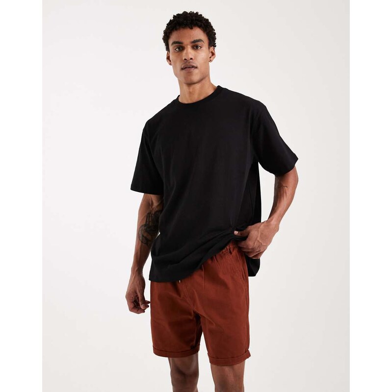 Brave Soul pull on chino shorts in rust-Orange