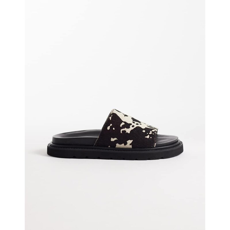 Walk London Holly slider in cow print-Multi 115167651