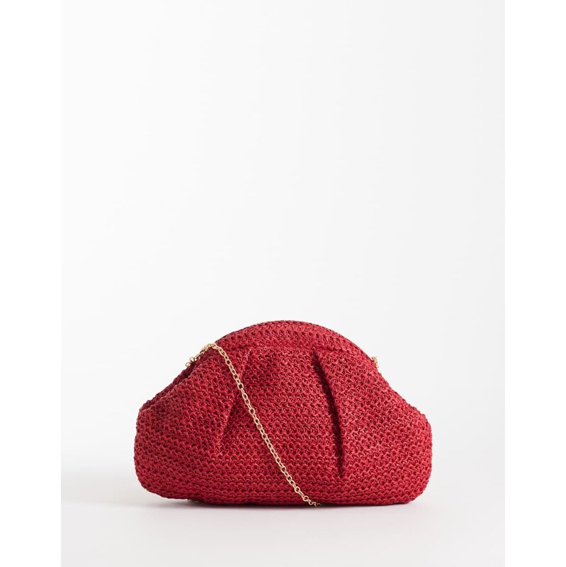 Glamorous straw pillow clutch bag in red 115520092