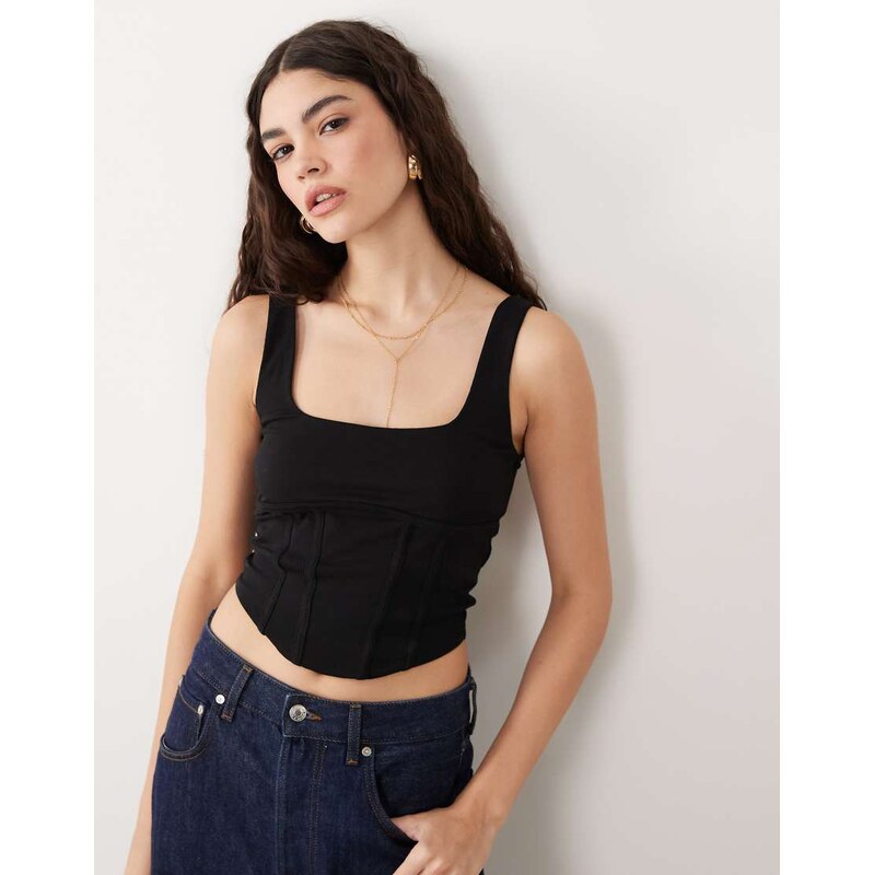 Miss Selfridge corset top in black 115167678