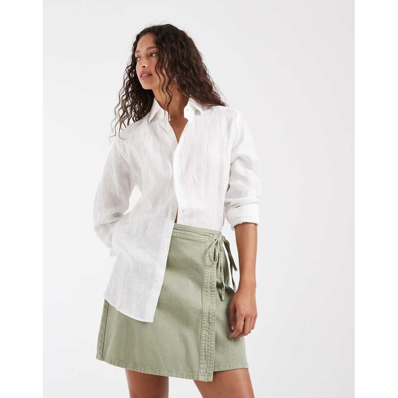 Vero Moda denim wrap mini skirt in laurel green 105572507