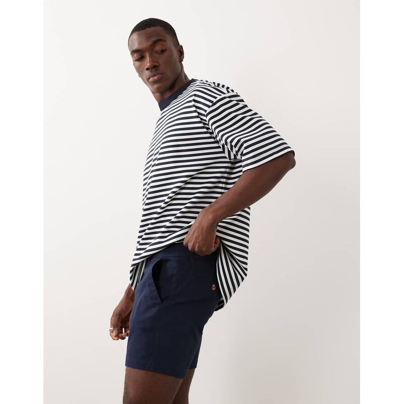 ASOS DESIGN 2 pack chino shorts in short length in navy and stone-Multi