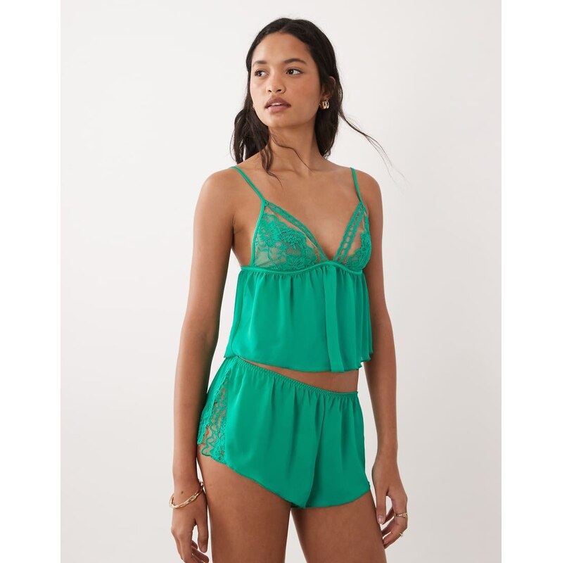 Ann Summers caged lace cami set in green 115733613