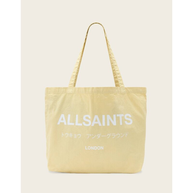 AllSaints Underground logo shopper tote bag in yellow