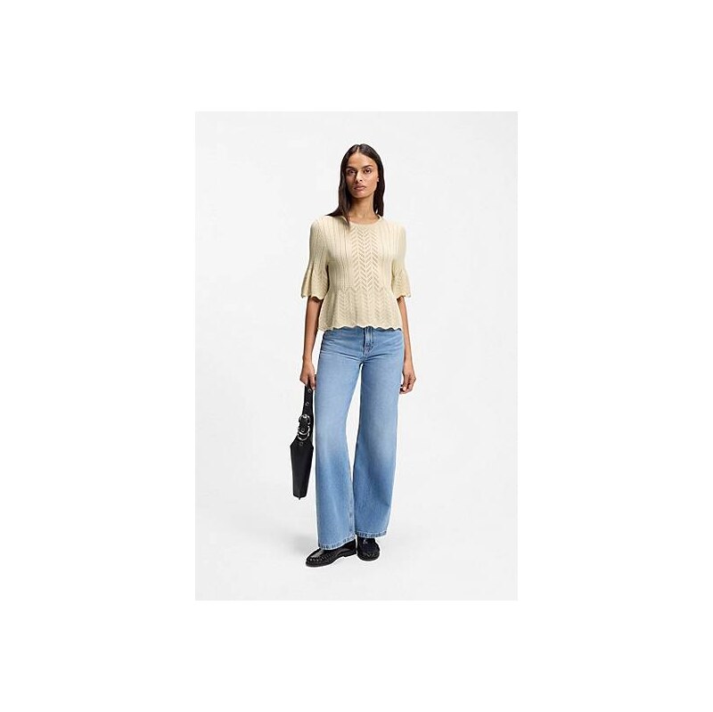 BOSS Regular-fit sweater with open-knit structure 115172301