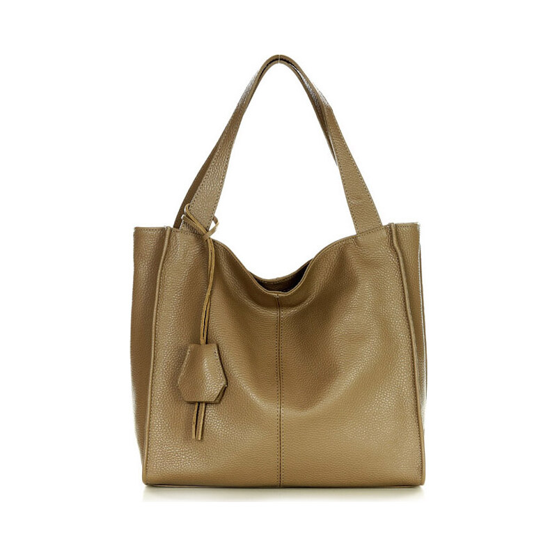 MARCO MAZZINI Béžová taupe dámská kožená shopper kabelka 85876307