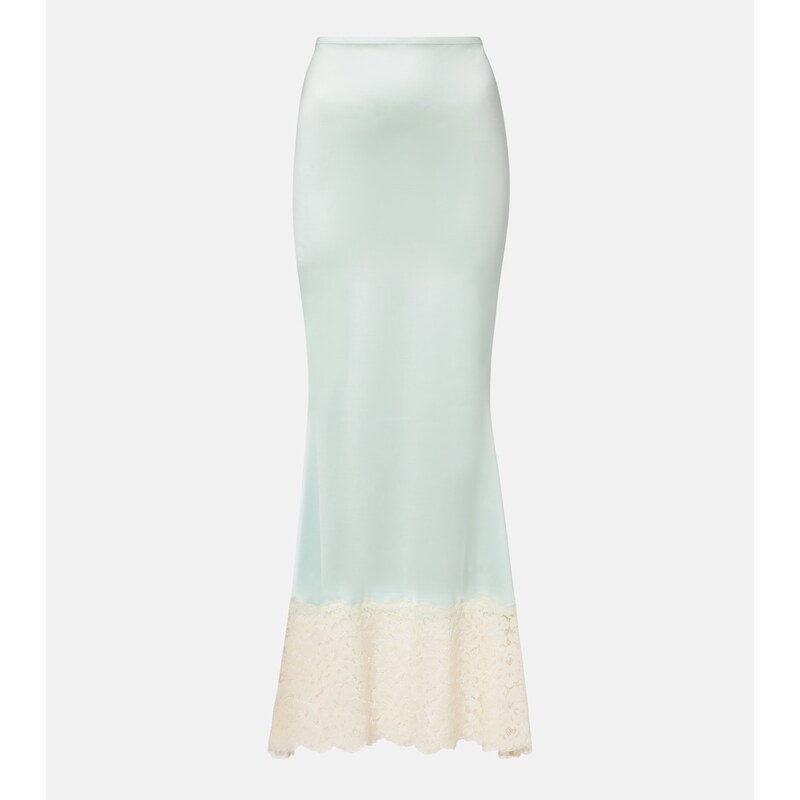 Montce Natalia lace-trimmed satin slip skirt
