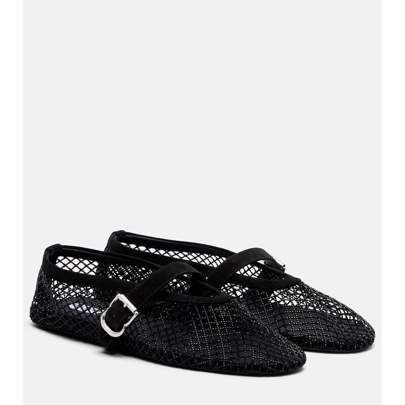 Alaïa Embellished fishnet ballet flats