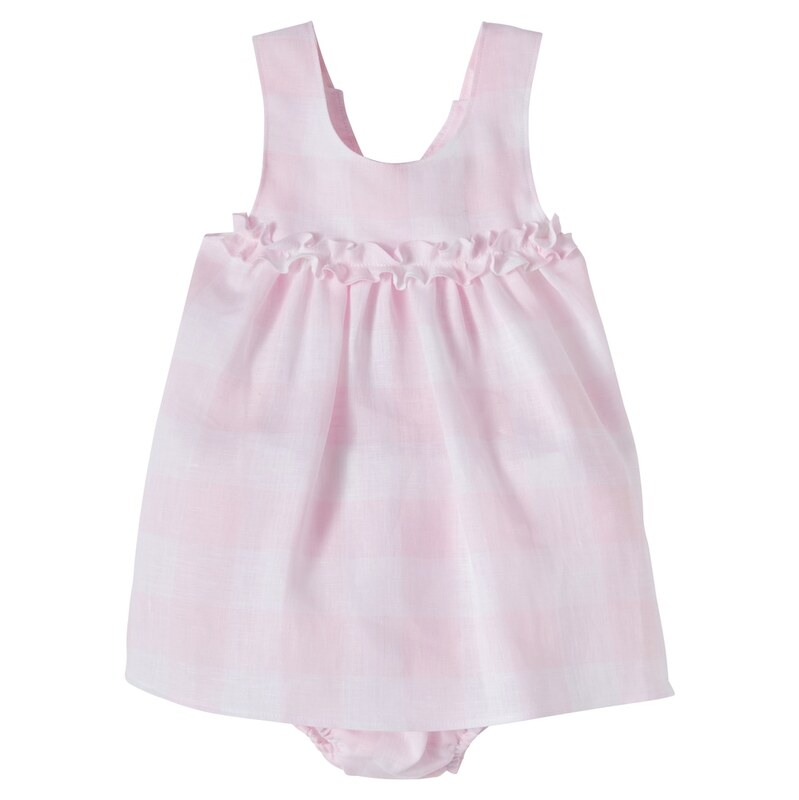Il Gufo Baby checked linen dress and bloomers set