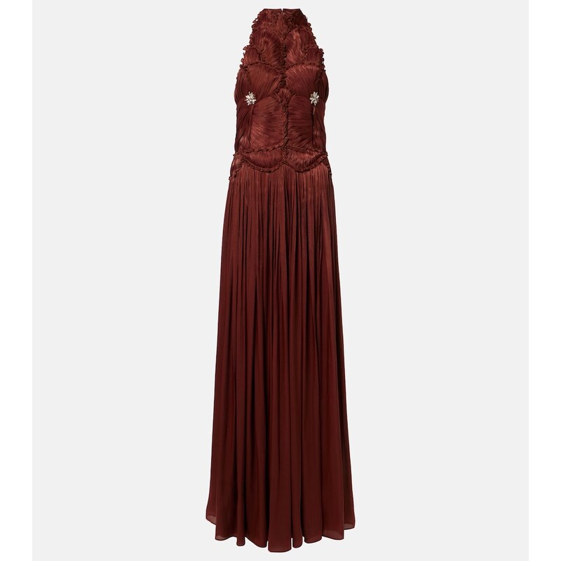 Costarellos Embellished ruched georgette gown
