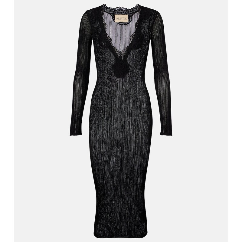 Valentino Ribbed-knit midi dress