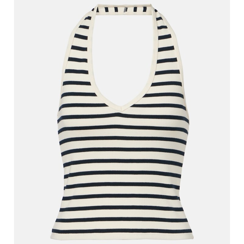 Nili Lotan Britt striped halterneck cotton top