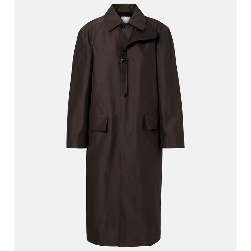 Bottega Veneta Intrecciato leather-trimmed trench coat