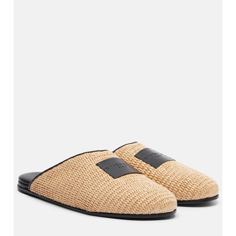 Givenchy Label leather-trimmed woven mules
