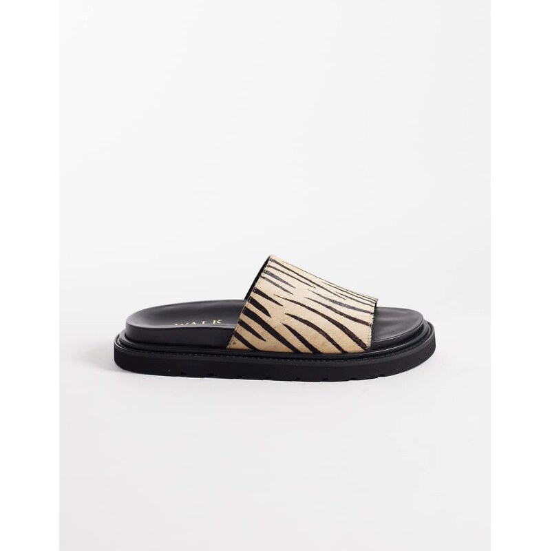 Walk London Holly slider in zebra print-Multi 115174461