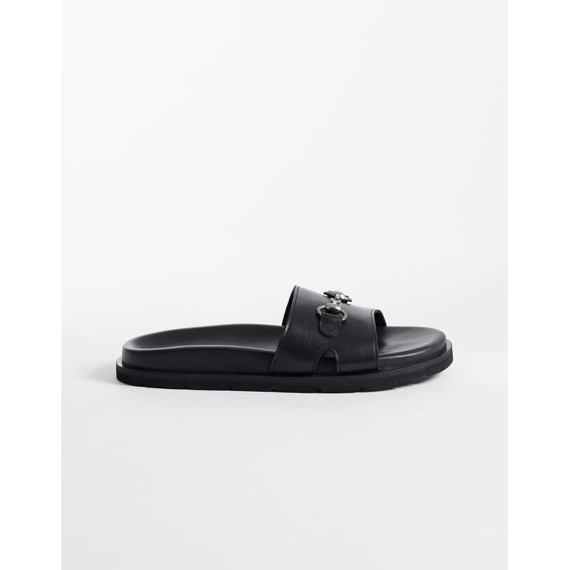 Walk London Donna slider in black leather