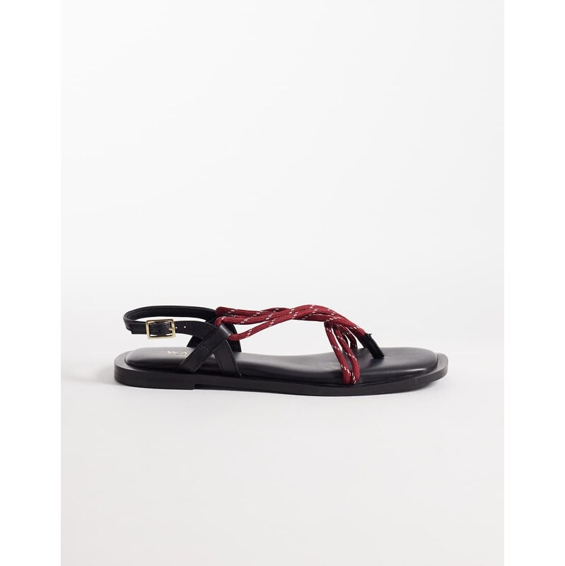 Walk London Sophia lace sandal in black leather 115174468