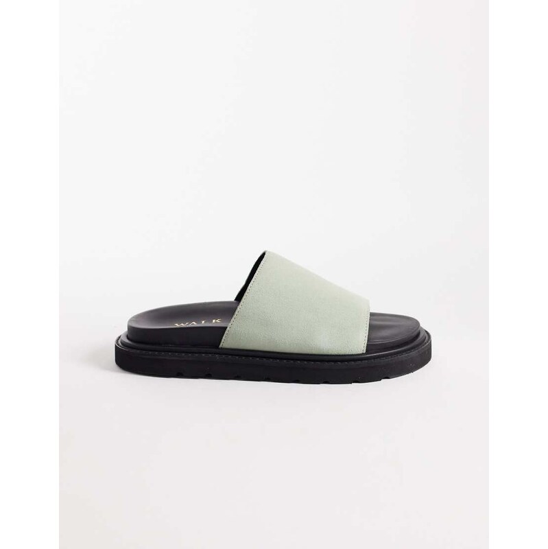 Walk London Holly slider in mint suede-Green 115174463