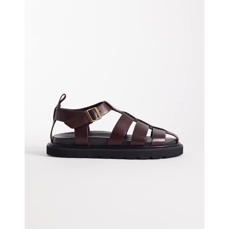 Walk London Fisherman sandal in brown leather