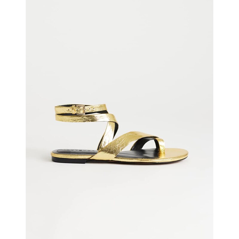 Topshop Erika flat sandal in gold
