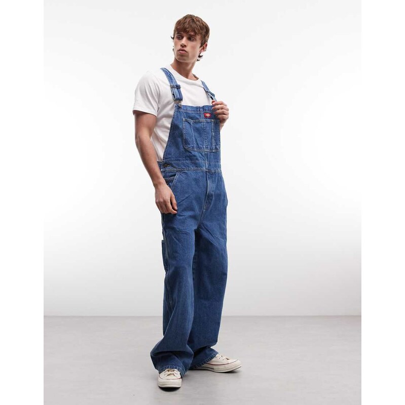 Dickies loose denim dungarees in classic blue