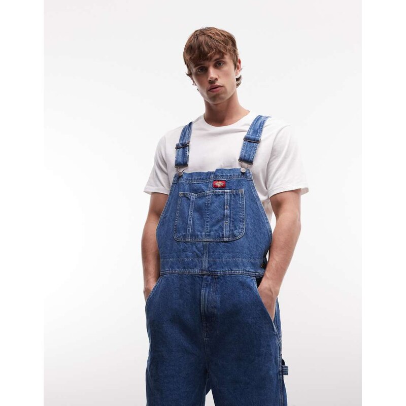 Dickies loose denim dungarees in classic blue