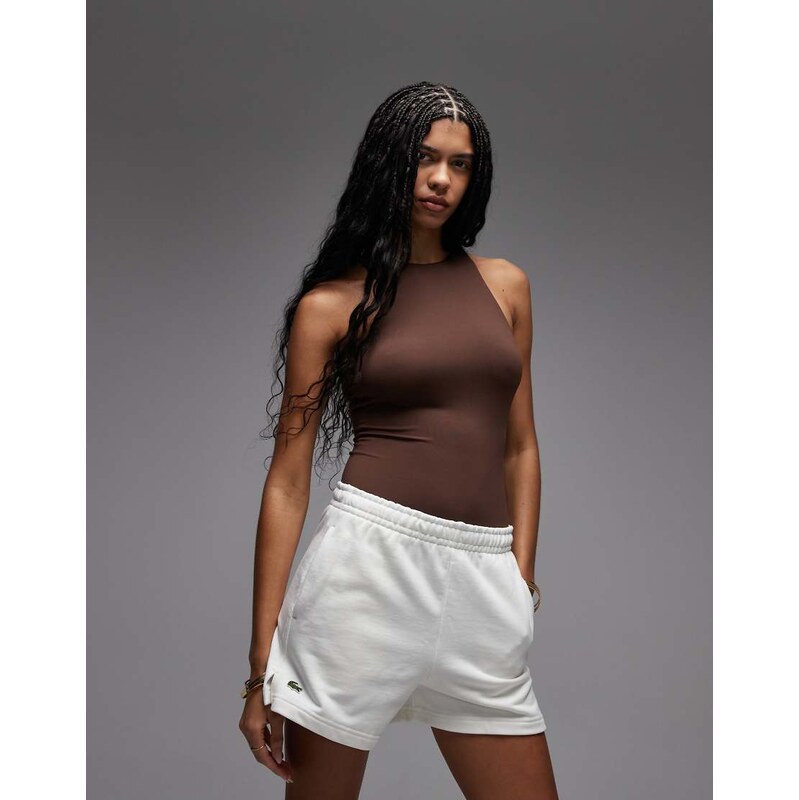 Lacoste classic logo jersey shorts in white