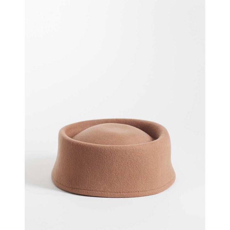 ASOS DESIGN pillbox hat in camel felt-Brown 115522198