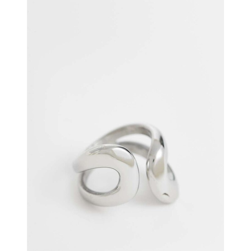 ASOS DESIGN waterproof stainless steel open wraparound ring in