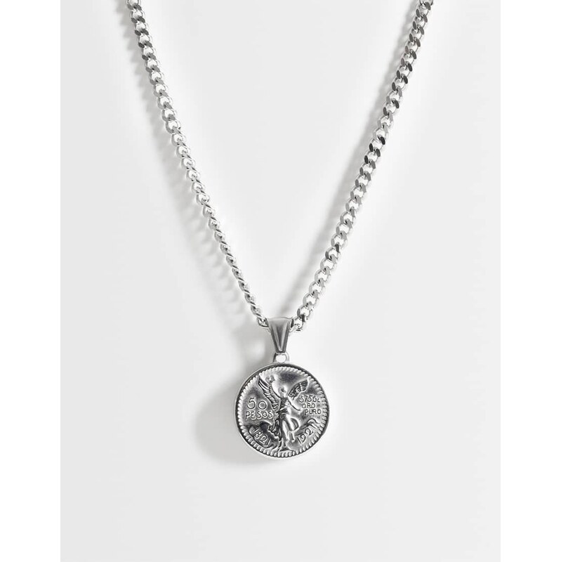 ASOS DESIGN waterproof stainless steel engraved coin pendant