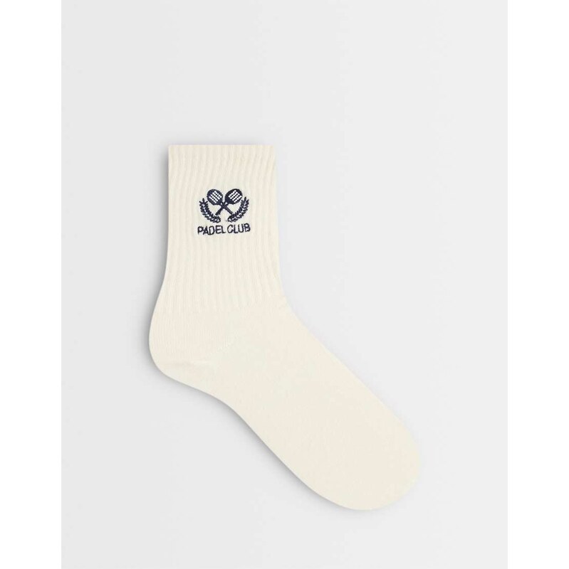 ASOS DESIGN padel club ankle socks in cream-White