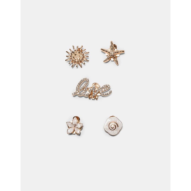 Stradivarius Set of 5 shoe pins in gold-Yellow 115174662