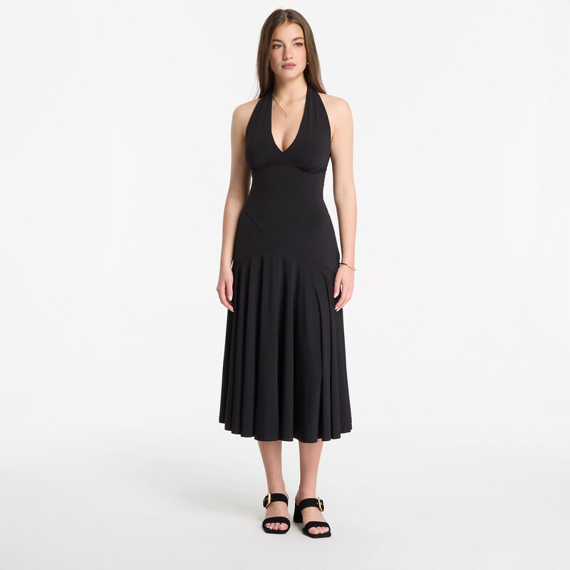 Šaty Michael Kors Stretch Matte Jersey Halter Midi Dress Black S 115174830
