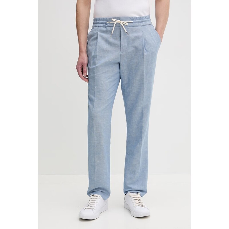 HUGO slim fit kalhoty pánské s příměsí lnu Getlin251F3