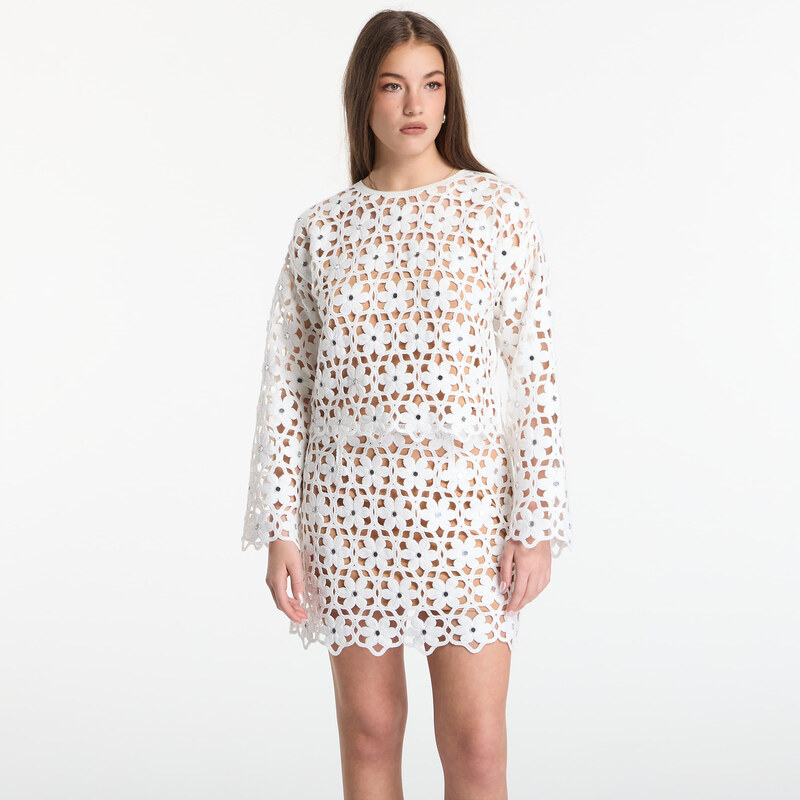 Top Michael Kors Mirror-Embellished Floral Crochet Top White L 115174809