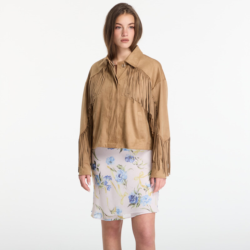 Bunda GUESS Ls Ibby Fringe Jacket Wet Sand M/L 115174836