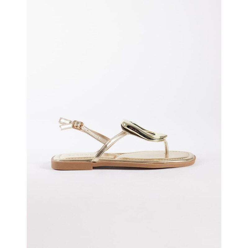 SEQWL flat sandals with silver embellishment in gold 115422445