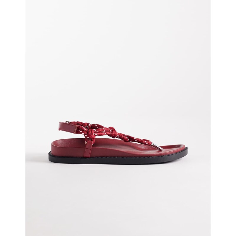 SEQWL rope strap thong sandals in red