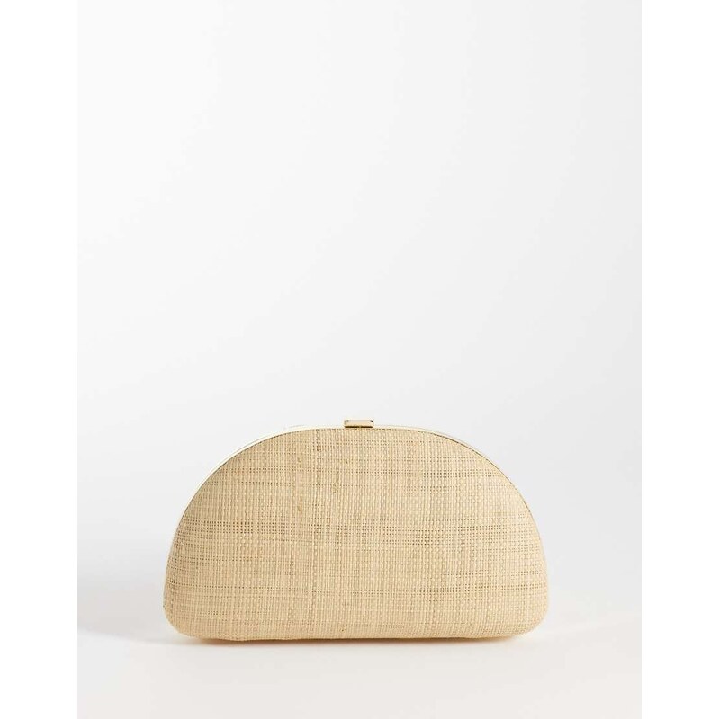 Mango woven clutch bag in beige-Neutral 115587078