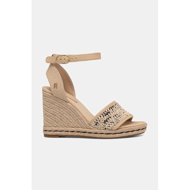 Tommy Hilfiger sandály HIGH WEDGE ESPAD RAFFIA