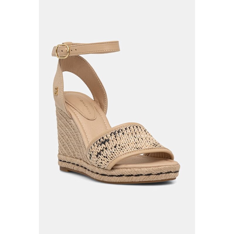 Tommy Hilfiger sandály HIGH WEDGE ESPAD RAFFIA