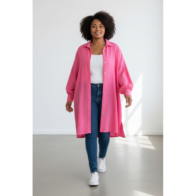 Allen dámská móda Košile růžová oversized velikost L 115177351
