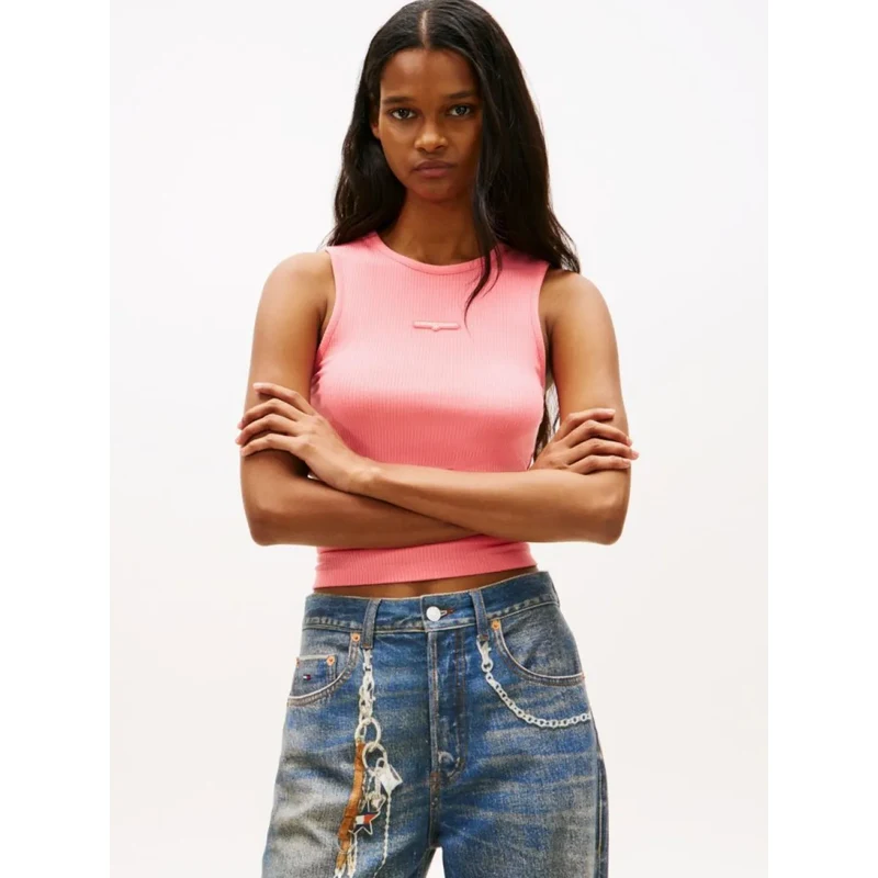 Tommy Jeans dámské růžové tílko